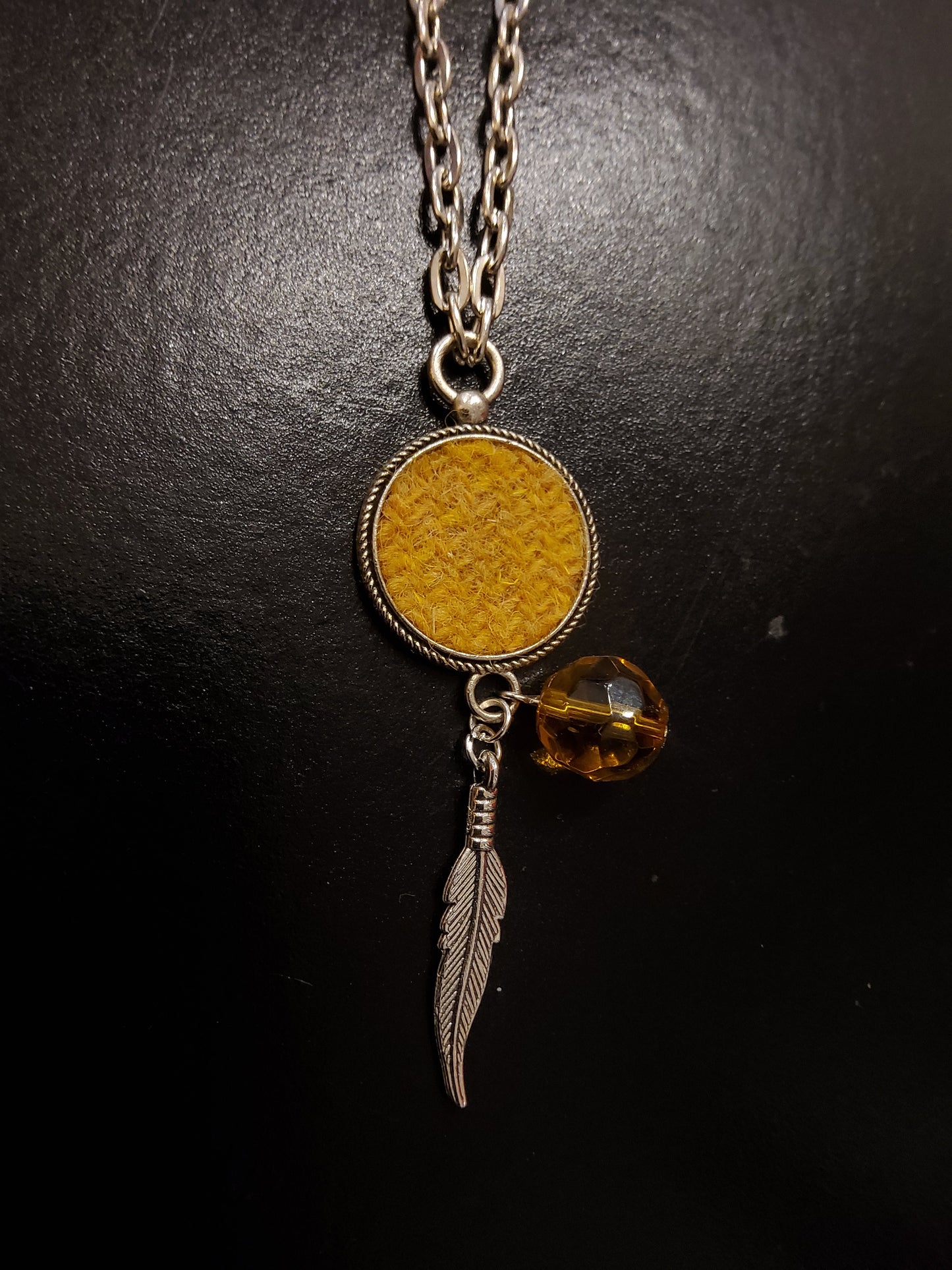 Harris Tweed Mustard Necklace