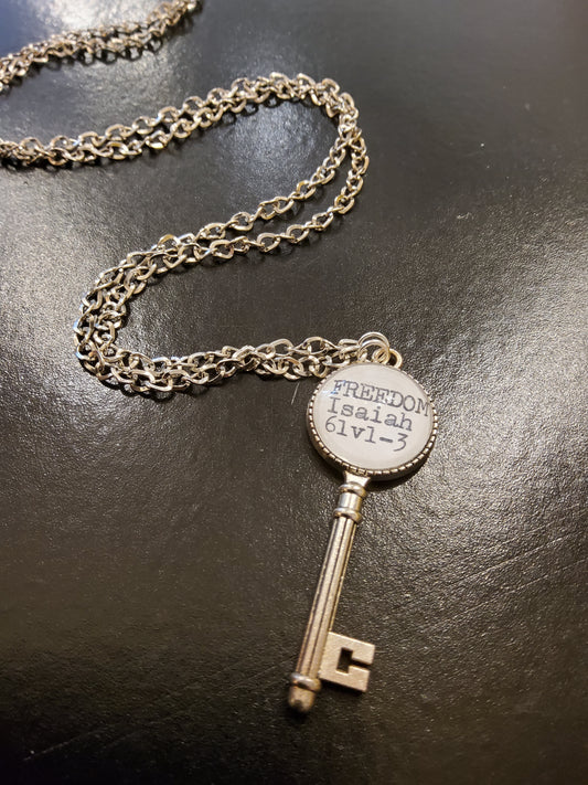 'FREEDOM' Silver Key Necklace