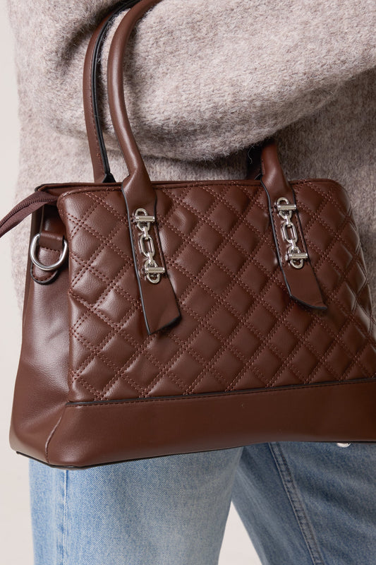 Brown Quilted Handbag