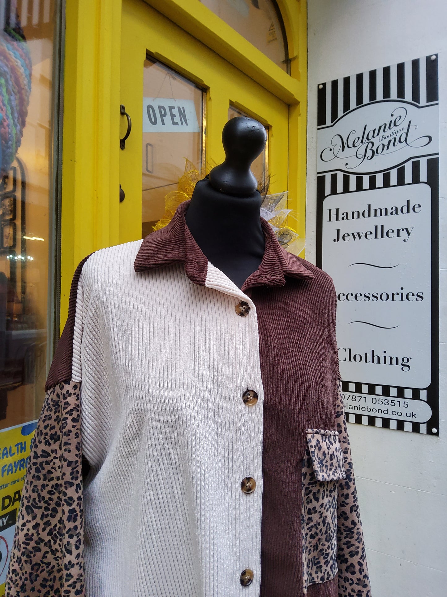 Asymmetric leopard print brown & cream oversized shirt