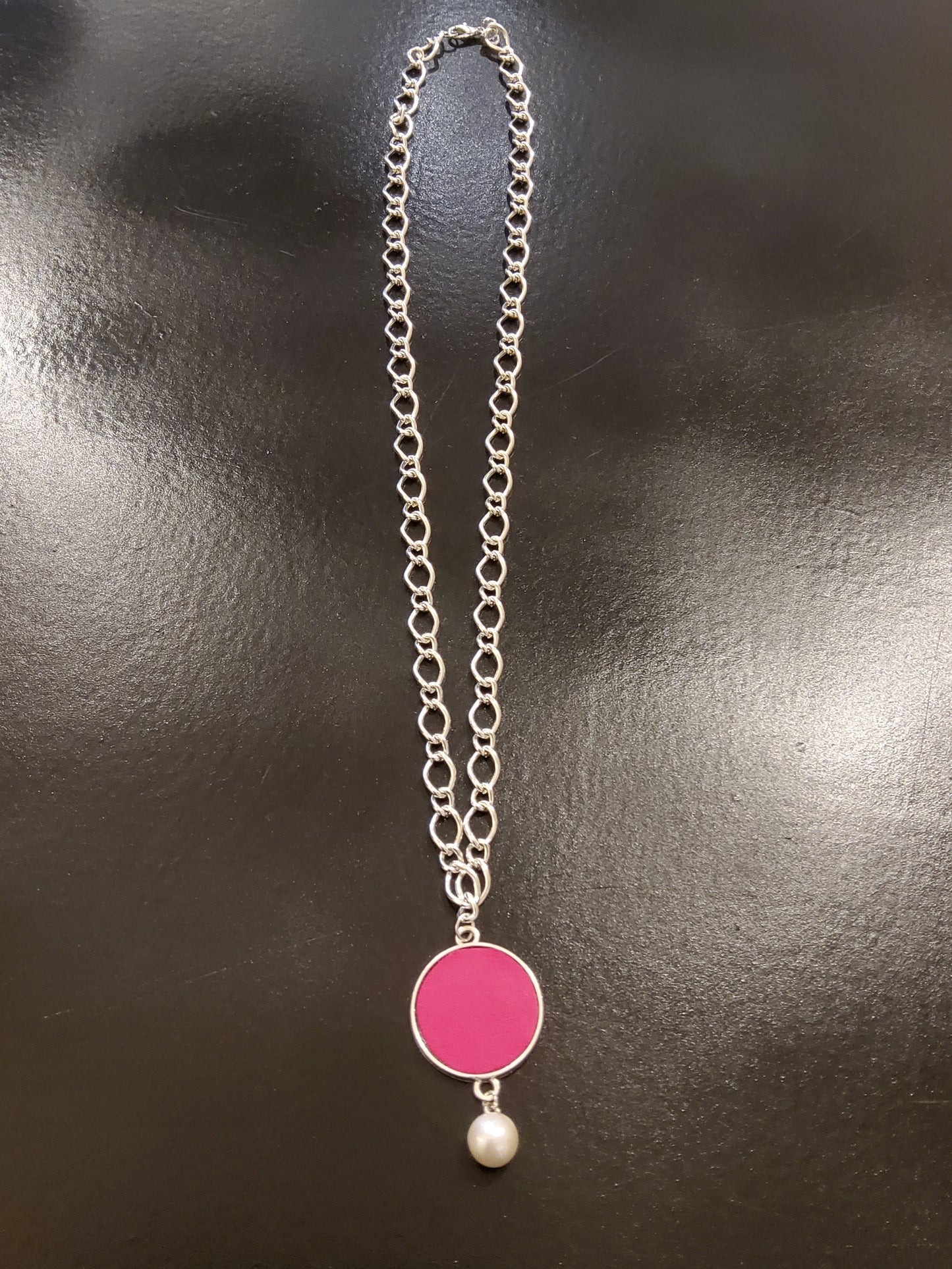 Leather and Pearl Silver Necklace