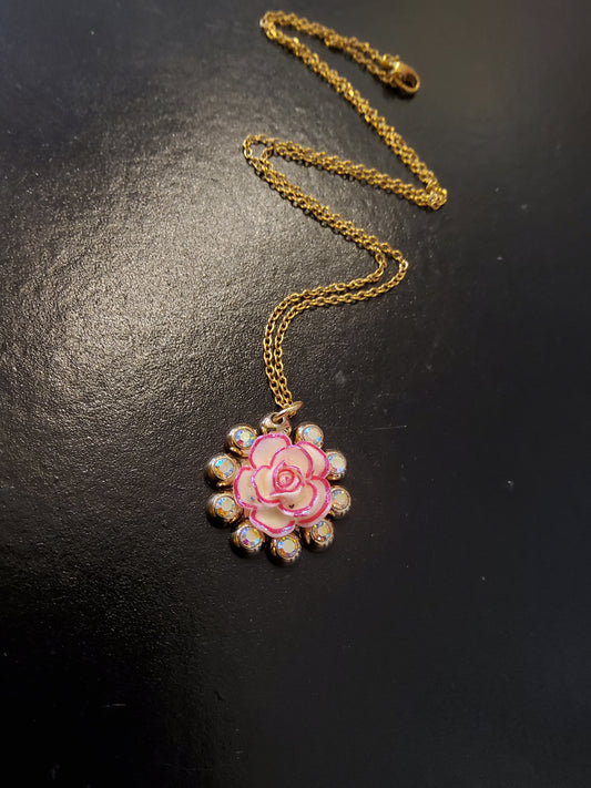 Rose Necklace with Diamanté Embellishments