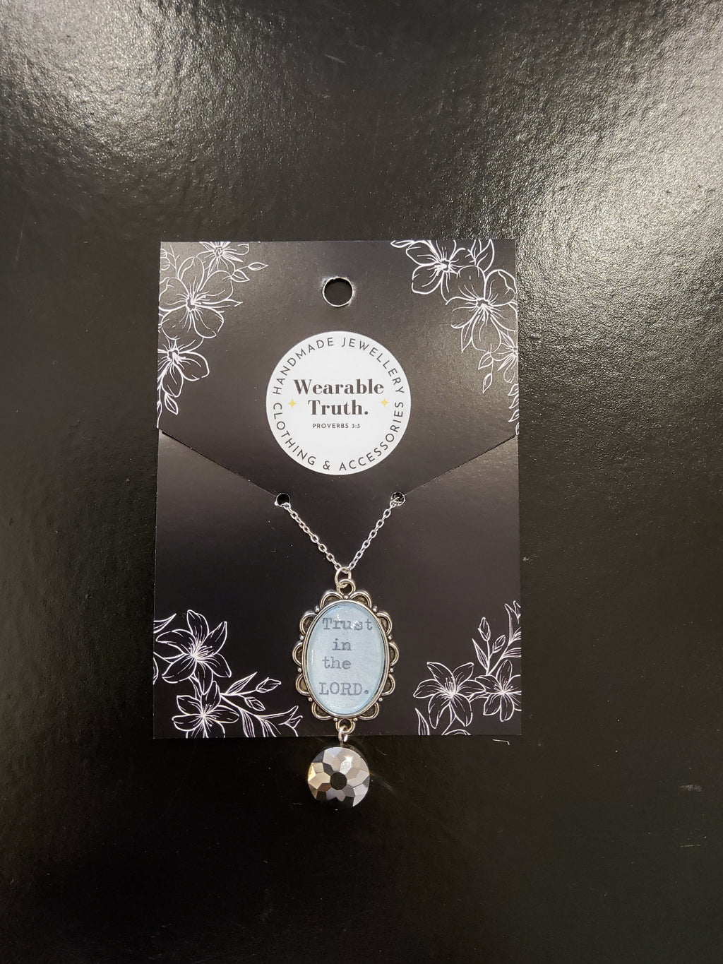'Trust in the Lord' Silver Gem Necklace