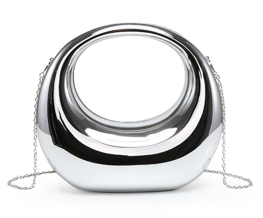 Silver Magnetic Clutch Bag