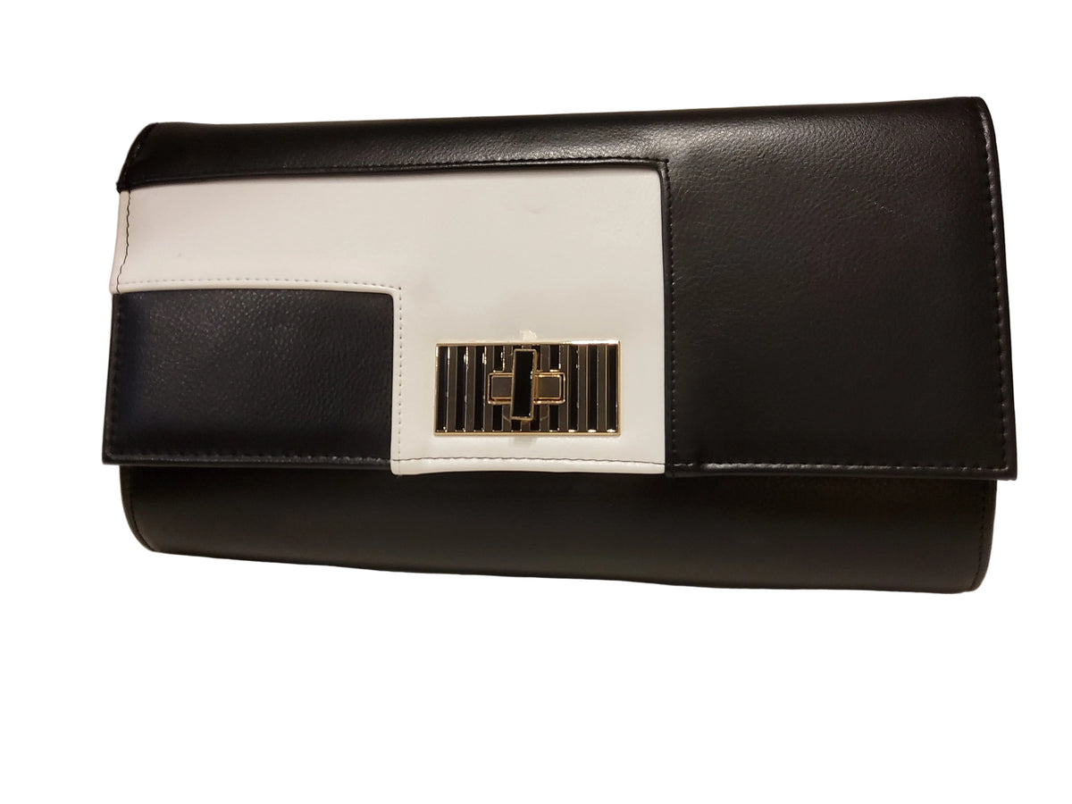 Black and White Geometric Clutch Bag