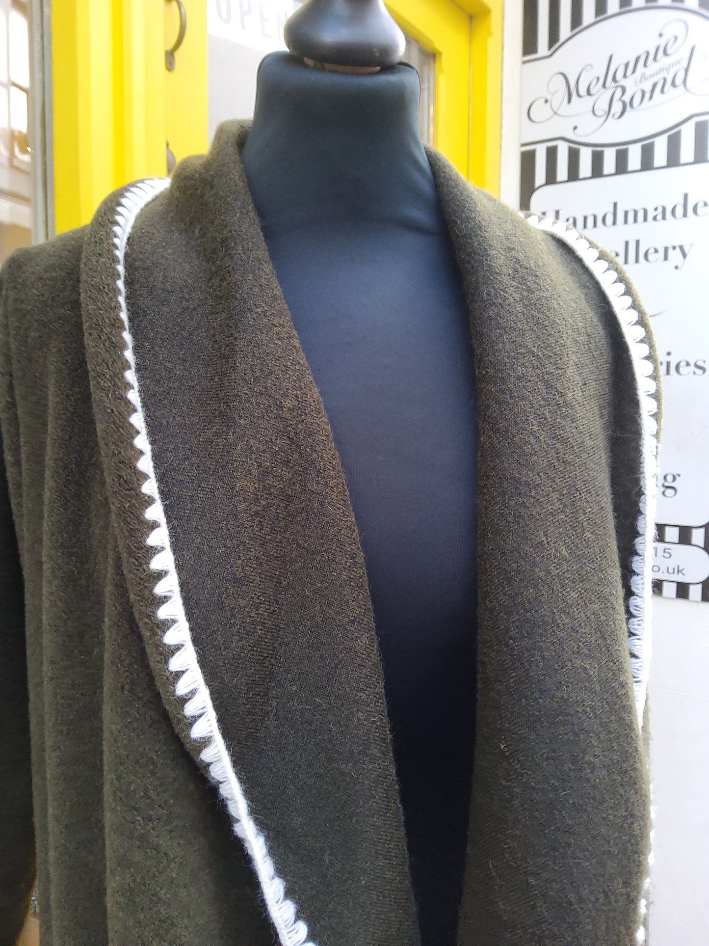 Khaki Waterfall Jacket with Hidden Pockets