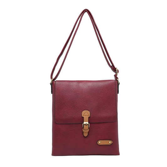 Burgundy Single Buckle Crossbody Bag