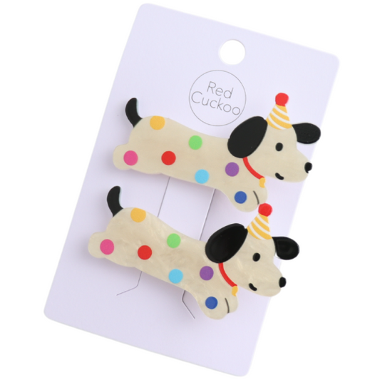 Birthday Sausage Dog Twin Pack of Clips