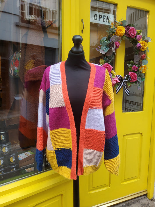 Multicolour Patchwork Knit Cardigan