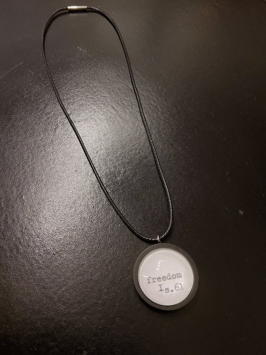 Black Pendant 'Freedom' (Isaiah 61) Black Cord Necklace
