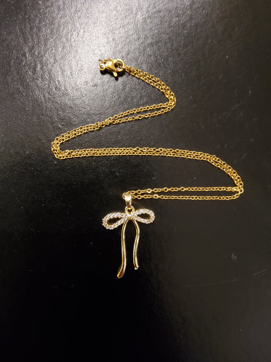 Diamante Bow Necklace