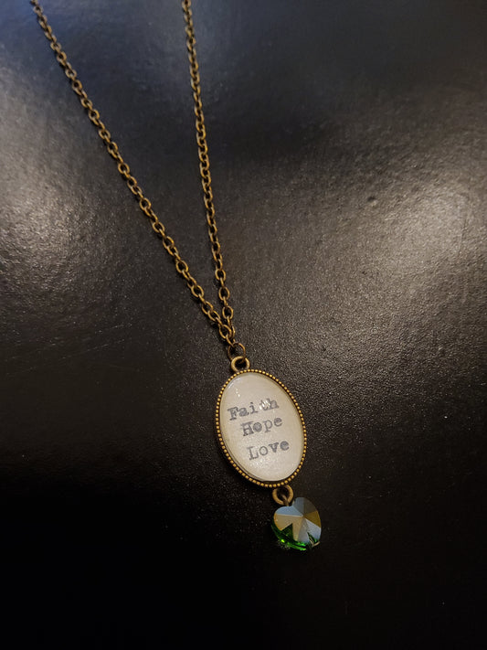 'Faith, Hope, Love' Bronze Necklace