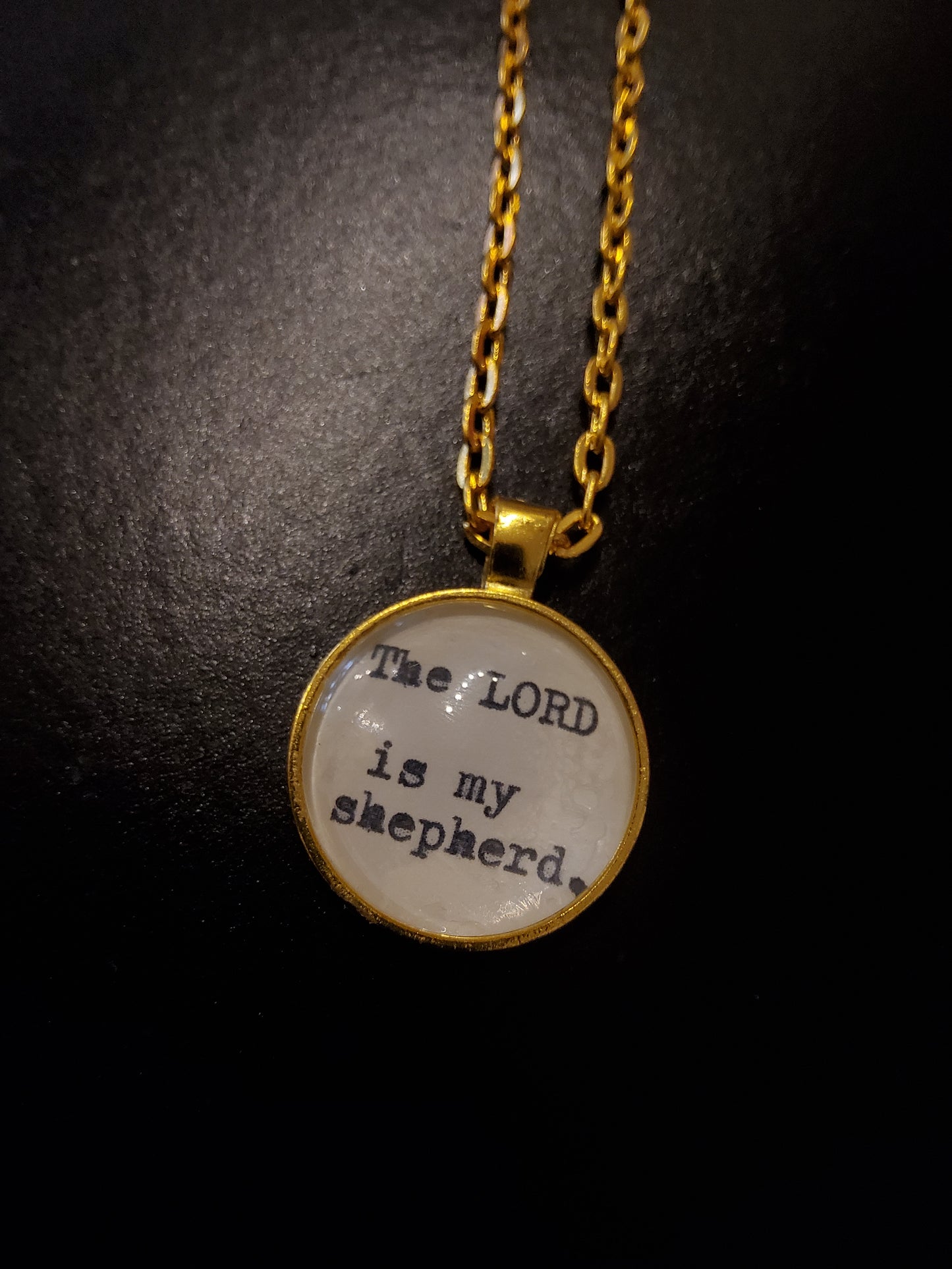 ‘The Lord is My Shepard’ Gold Circular Pendant Necklace