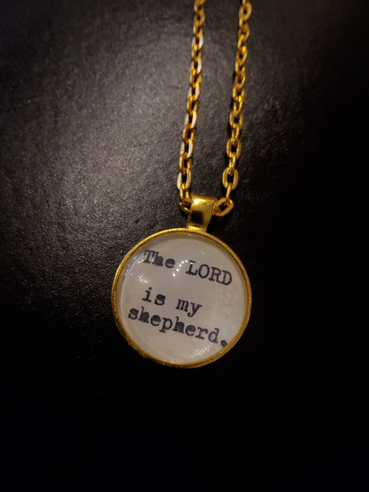 ‘The Lord is My Shepard’ Gold Circular Pendant Necklace