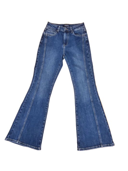 Toxik jeans - mid wash flare with stitch detail
