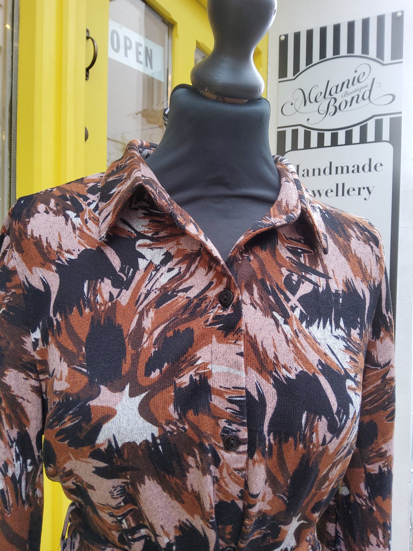 Brown Abstract Shirt Dress