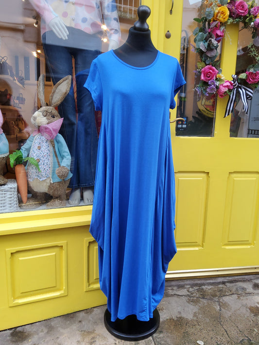 Cobalt Blue Cap Sleeve Parachute Dress