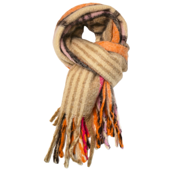 Red Cuckoo Orange Mix Tartan Scarf