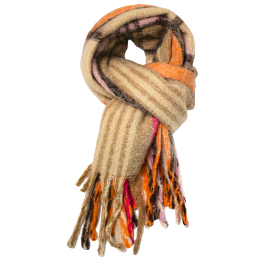 Red Cuckoo Orange Mix Tartan Scarf
