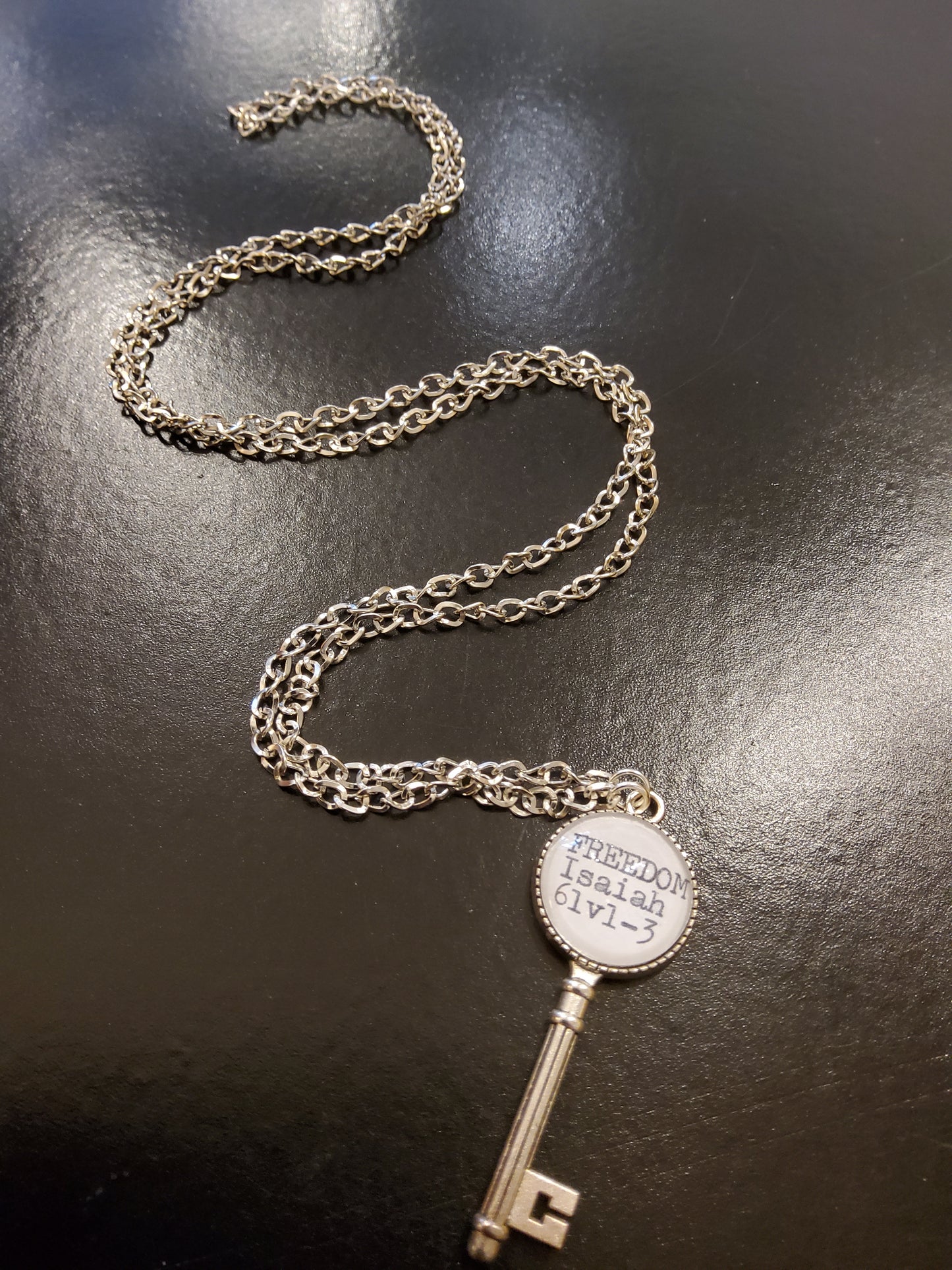 'FREEDOM' Silver Key Necklace