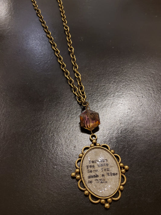 'Perhaps you were born for such a time as this' Irish Linen Necklace