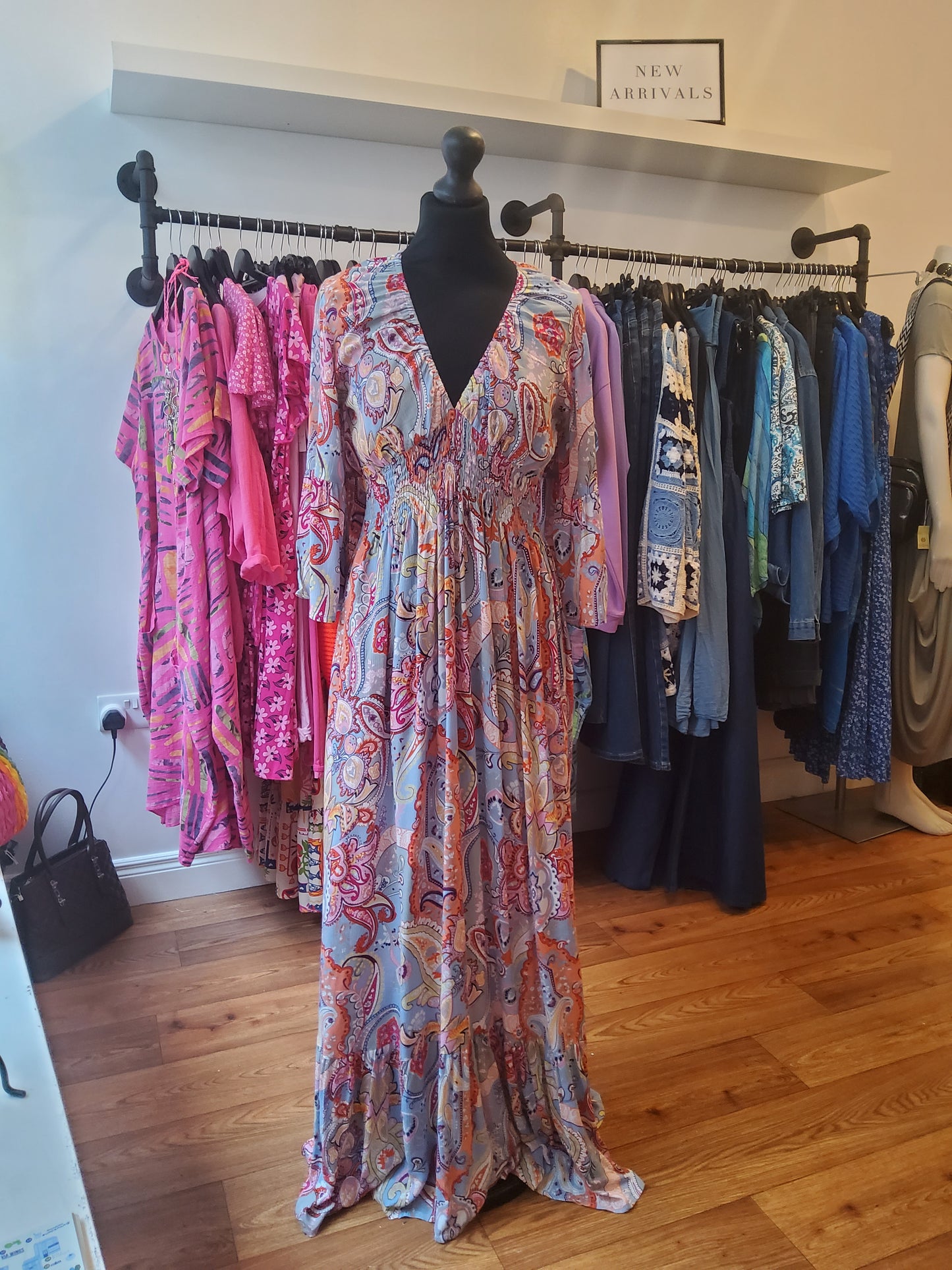 Paisley Print Empire Line Dress with Half Sleeve
