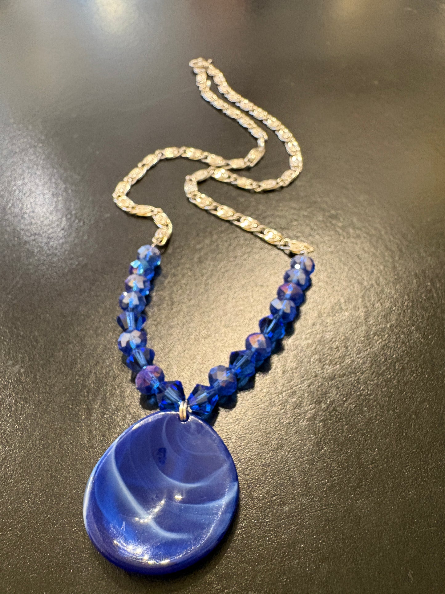 Blue Marble Pendant Necklace