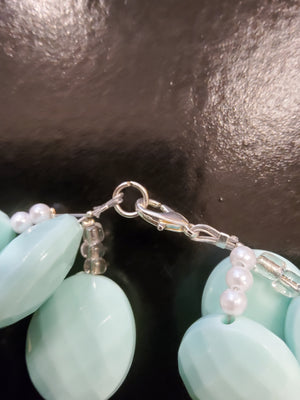 Mint Green Plaited Beaded Bracelet