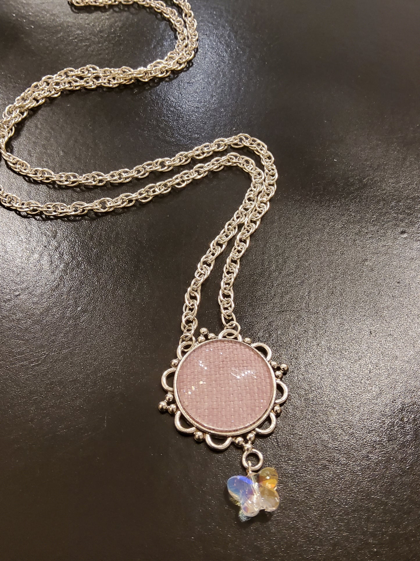 Irish linen necklace in soft lilac