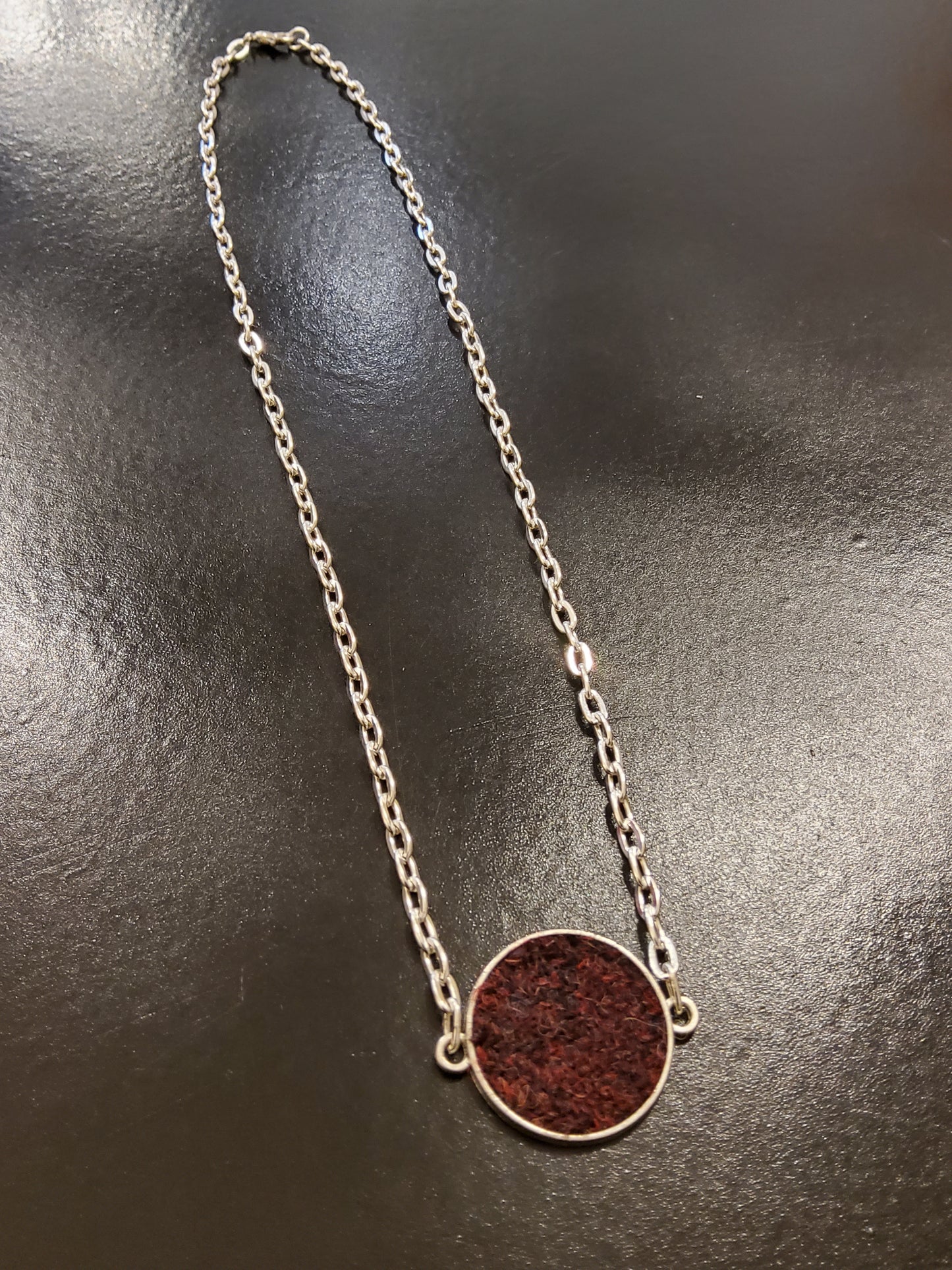 Harris Tweed necklace in burgundy blend