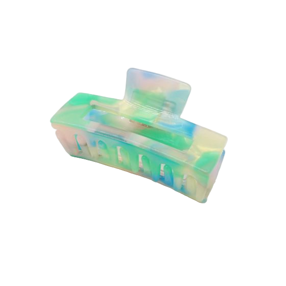 Green, pink and blue marbled claw clip