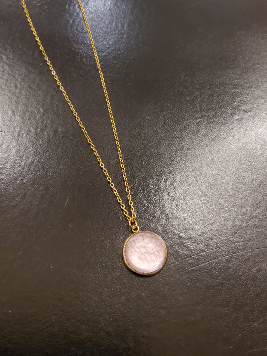 Pink Linen Golden Necklace