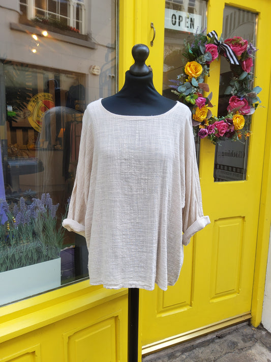 Beige Loose Cotton Top