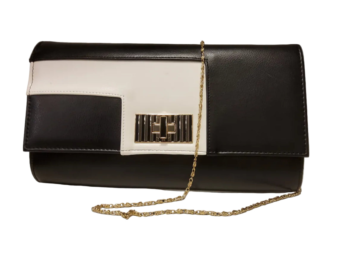Black and White Geometric Clutch Bag