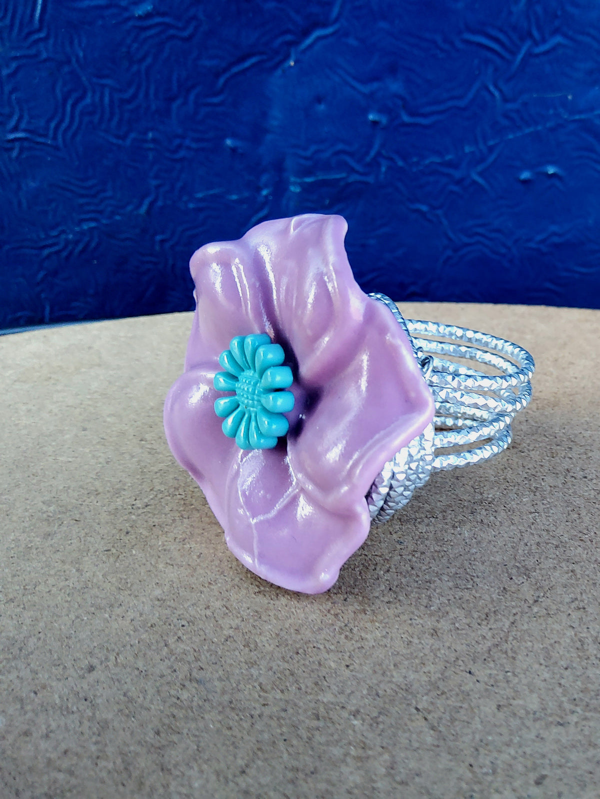 Hand-wired Ceramic Flower Ring