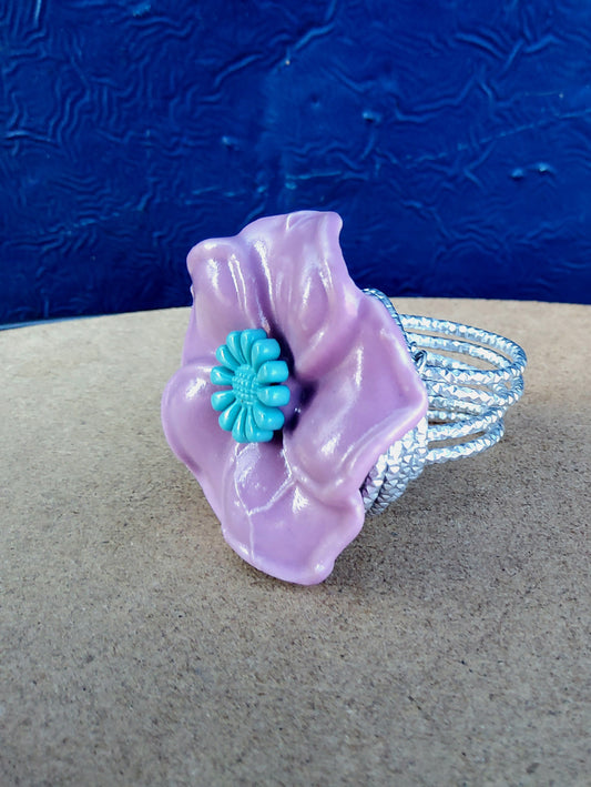 Hand-wired Ceramic Flower Ring