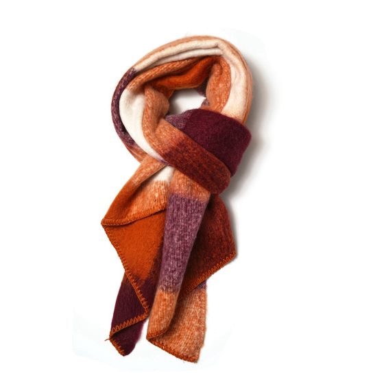 Orange Tartan Angled Scarf