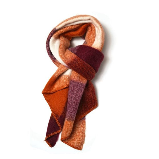 Orange Tartan Angled Scarf