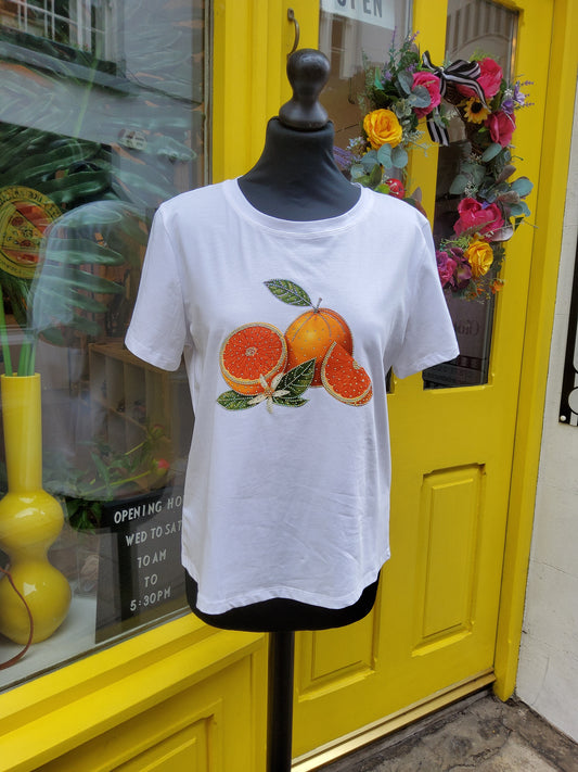 Embellished Orange Design T-Shirt