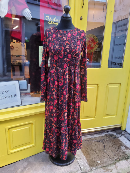 Red and Black Floral Soft Dress