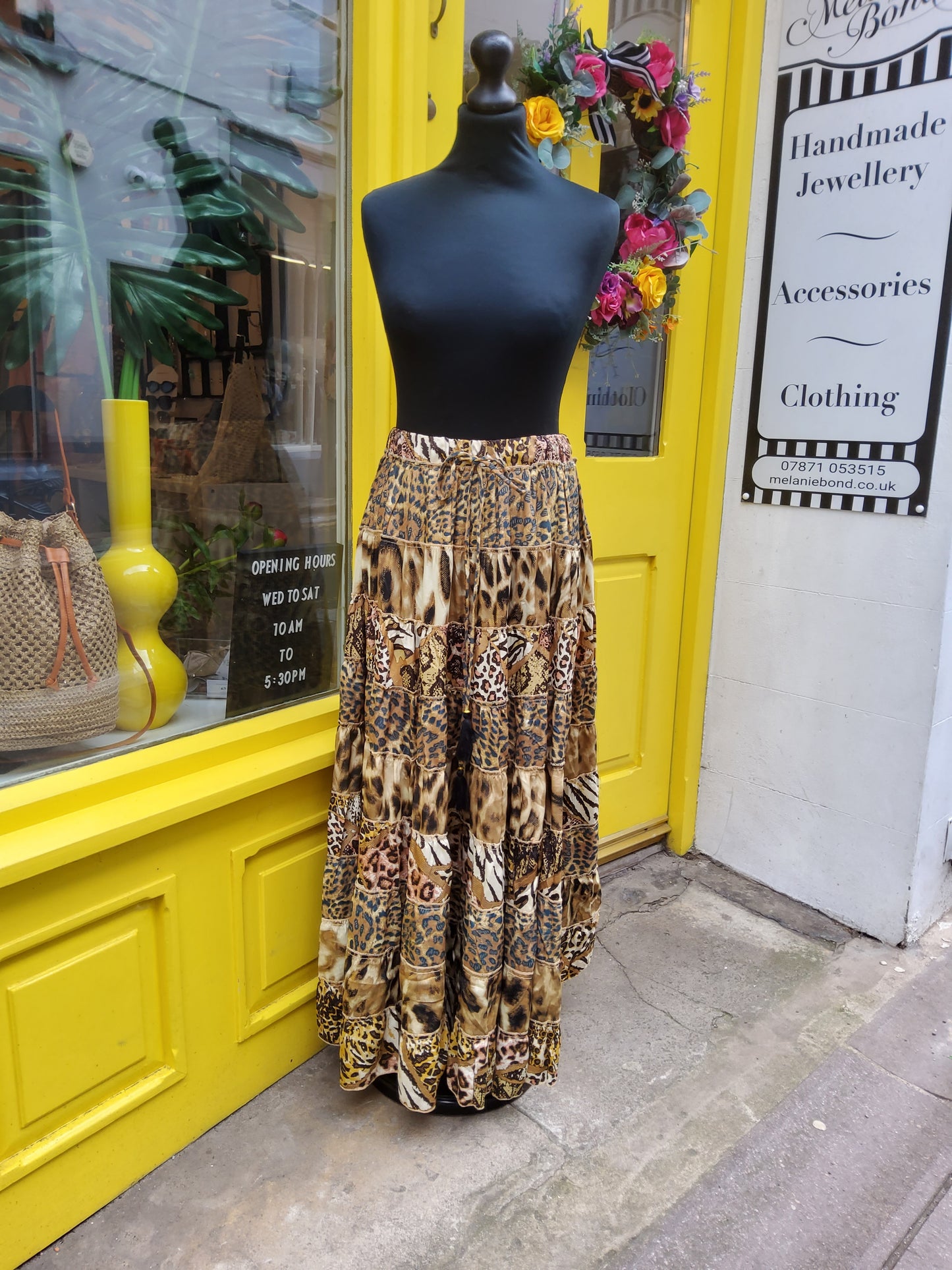 Metallic Leopard Tiered Maxi Skirt