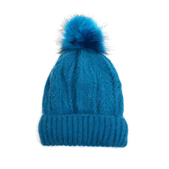 Bright Turquoise Knitted Bobble Hat