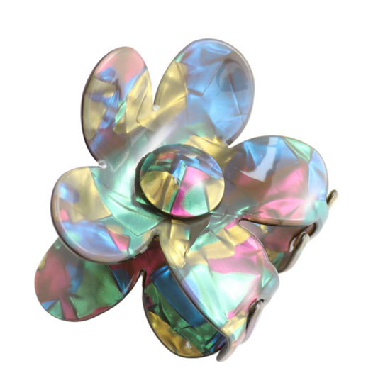 Black Stained Glass Flower Claw Clip