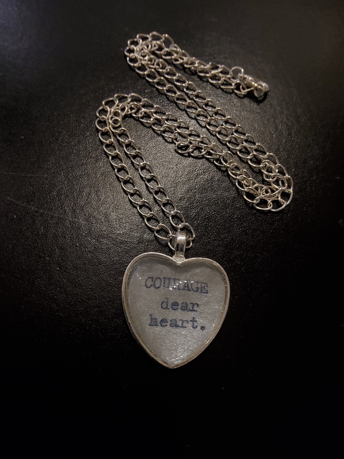 Courage Dear Heart Chunky Chain Silver Necklace