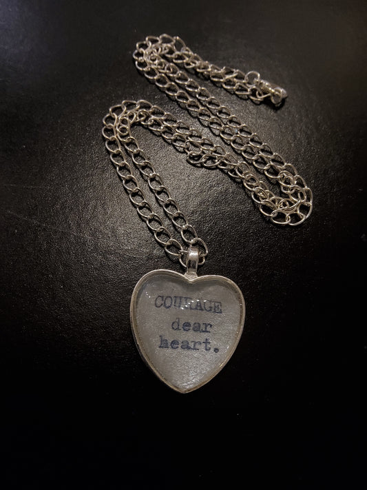 Courage Dear Heart Chunky Chain Silver Necklace