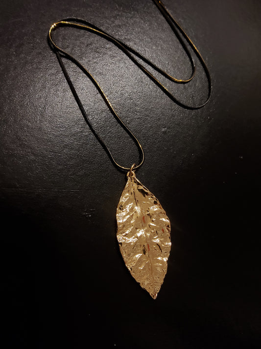 Gold Leaf Necklace with Black and Gold