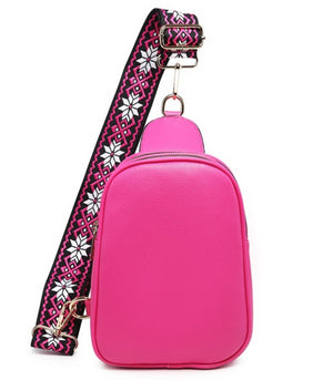 Pink Funky Strap Curved Crossbody Bag