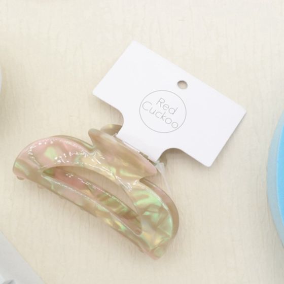 Pink and Green Oval Claw Clip
