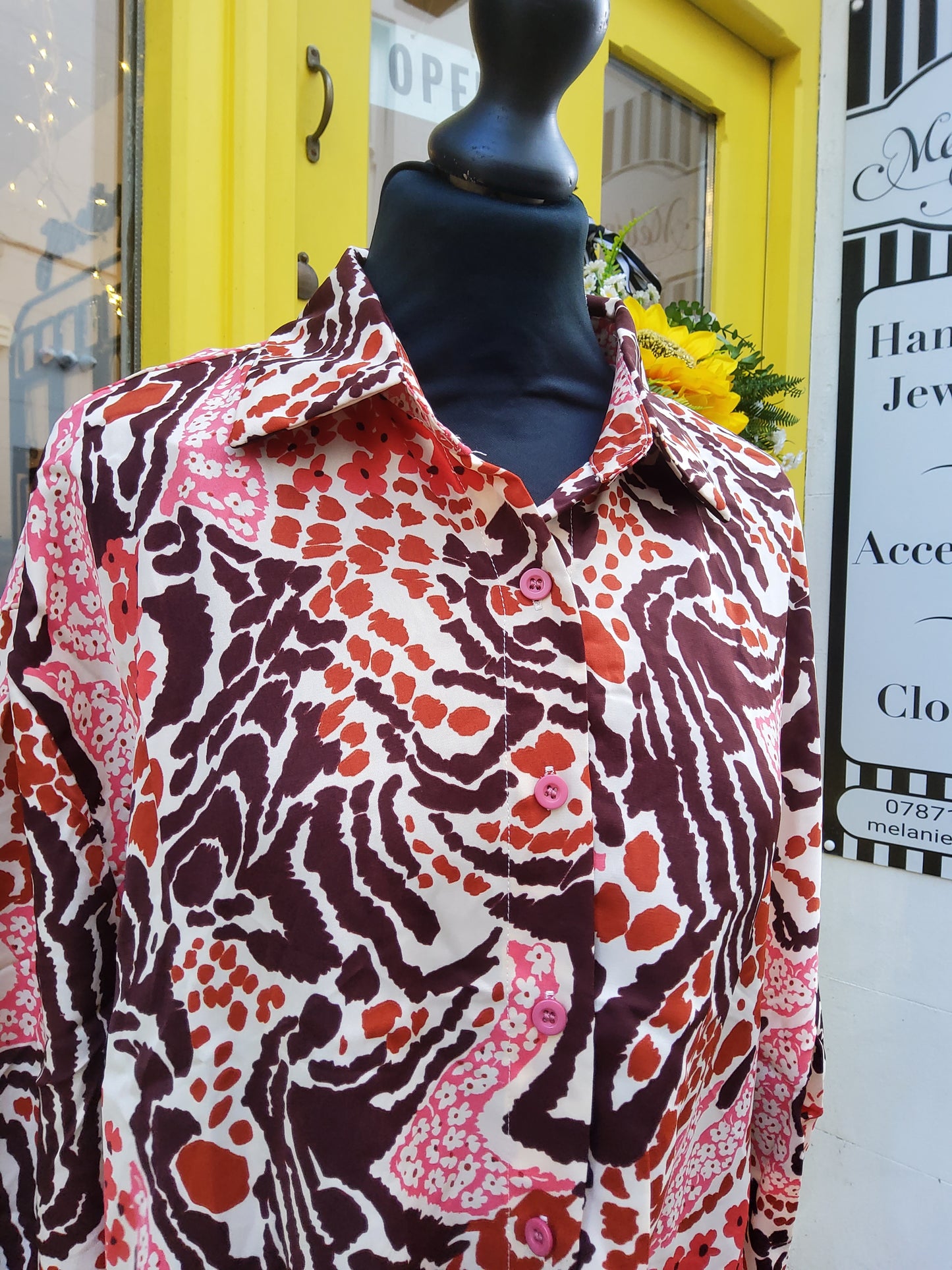Brown Floral Print Long Sleeve Shirt
