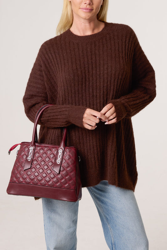 Burgundy Quilted Handbag
